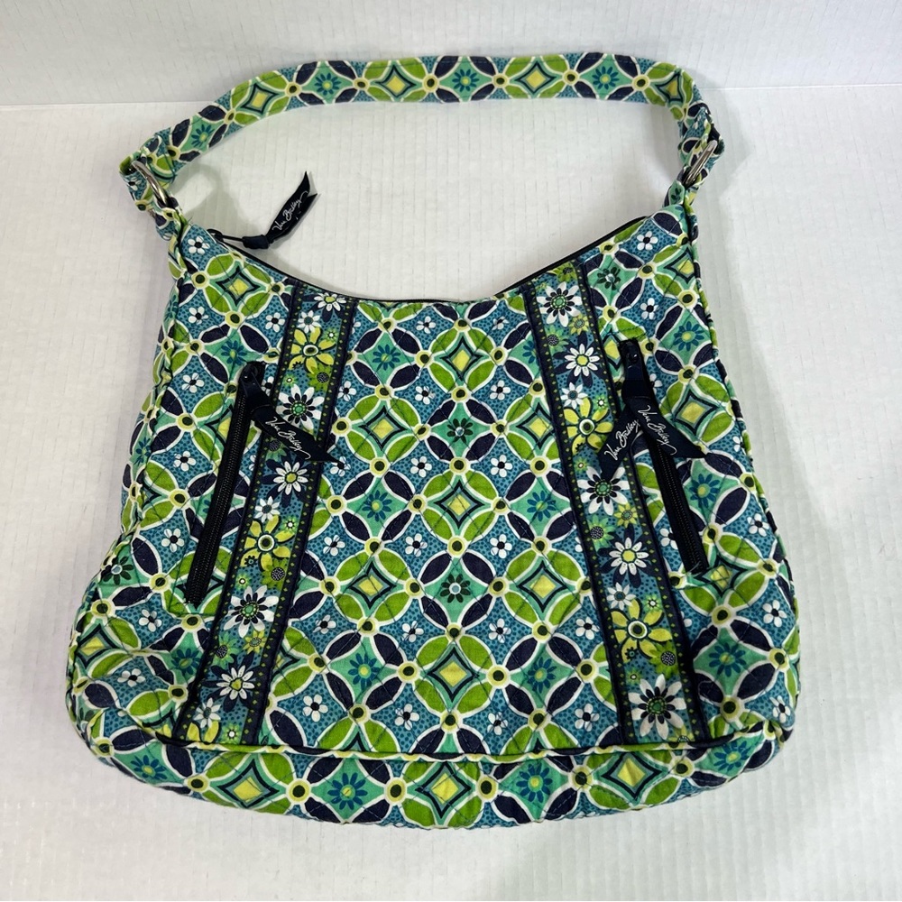 Vera Bradley Shoulder Handbag Retired Pattern Daisy Daisy Quilted Green Floral